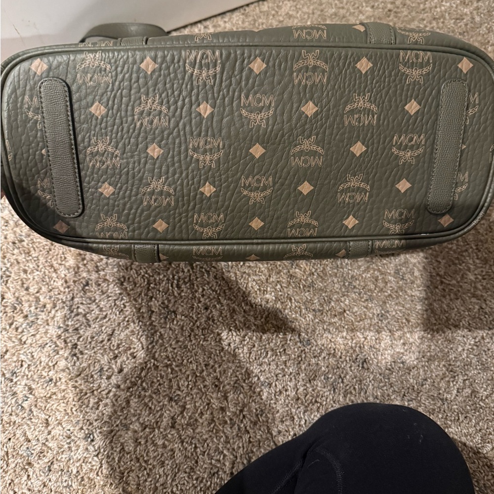 MCM Olive Green Logo Tote - Picture 2 of 9